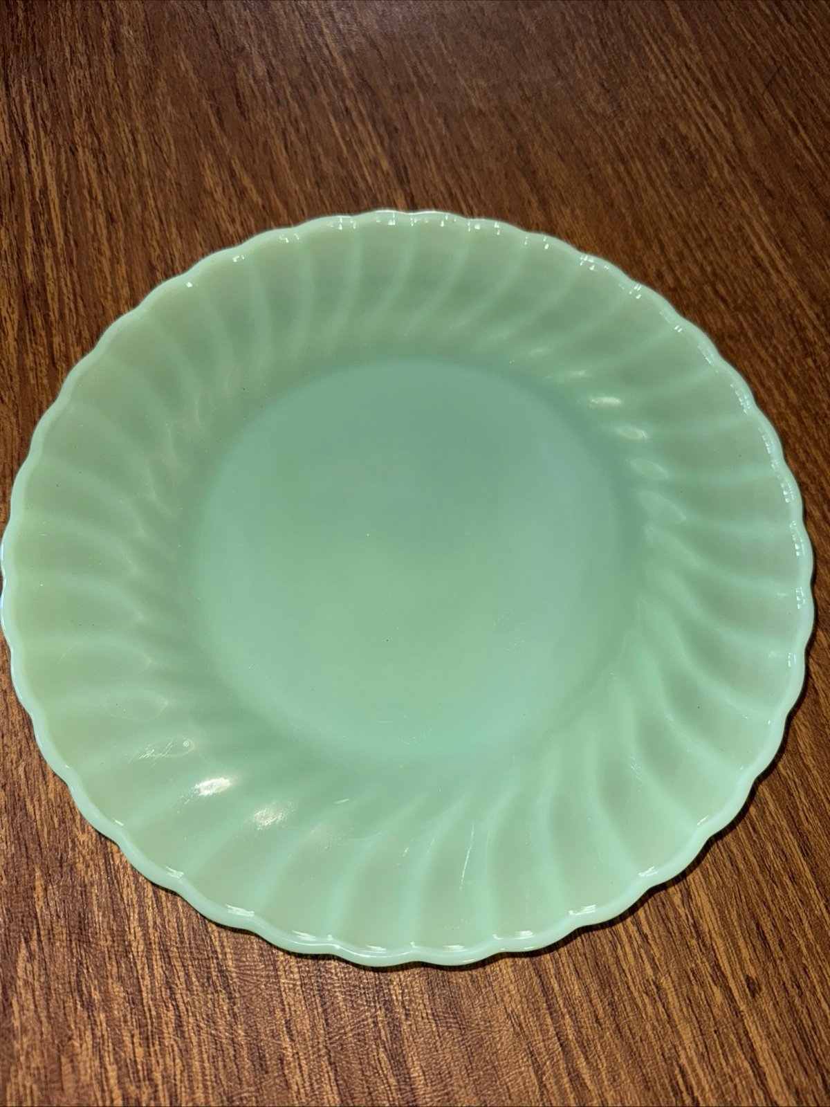 Anchor Hocking Fire King Jadeite Shell Swirl 10” Dinner Plate Vintage Jade in ex