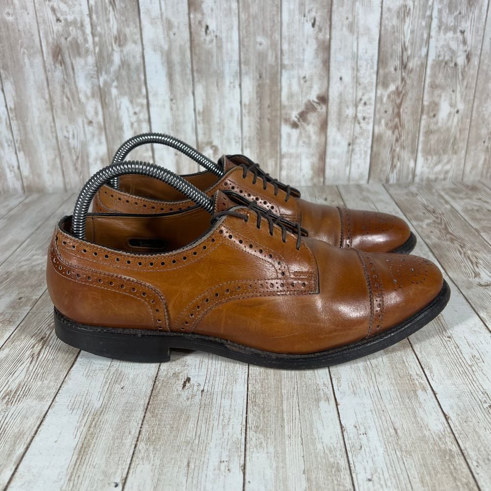 Allen Edmonds Sanford Brown Leather Cap Toe Oxford Dress Shoes Wingtip Size 8