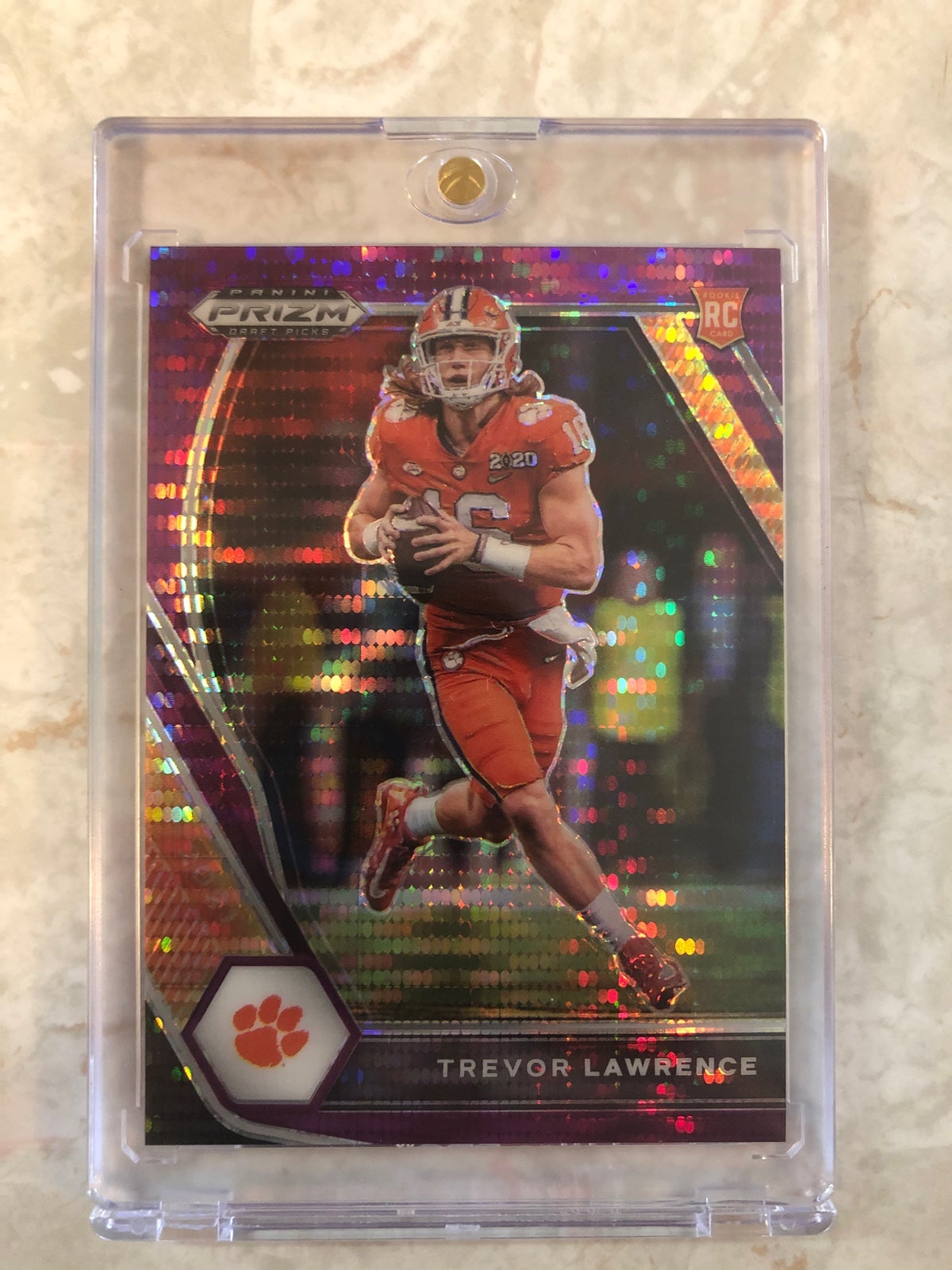 2021 Prizm Draft Picks Trevor Lawrence Purple Pulsar Rookie Card SP 08/25
