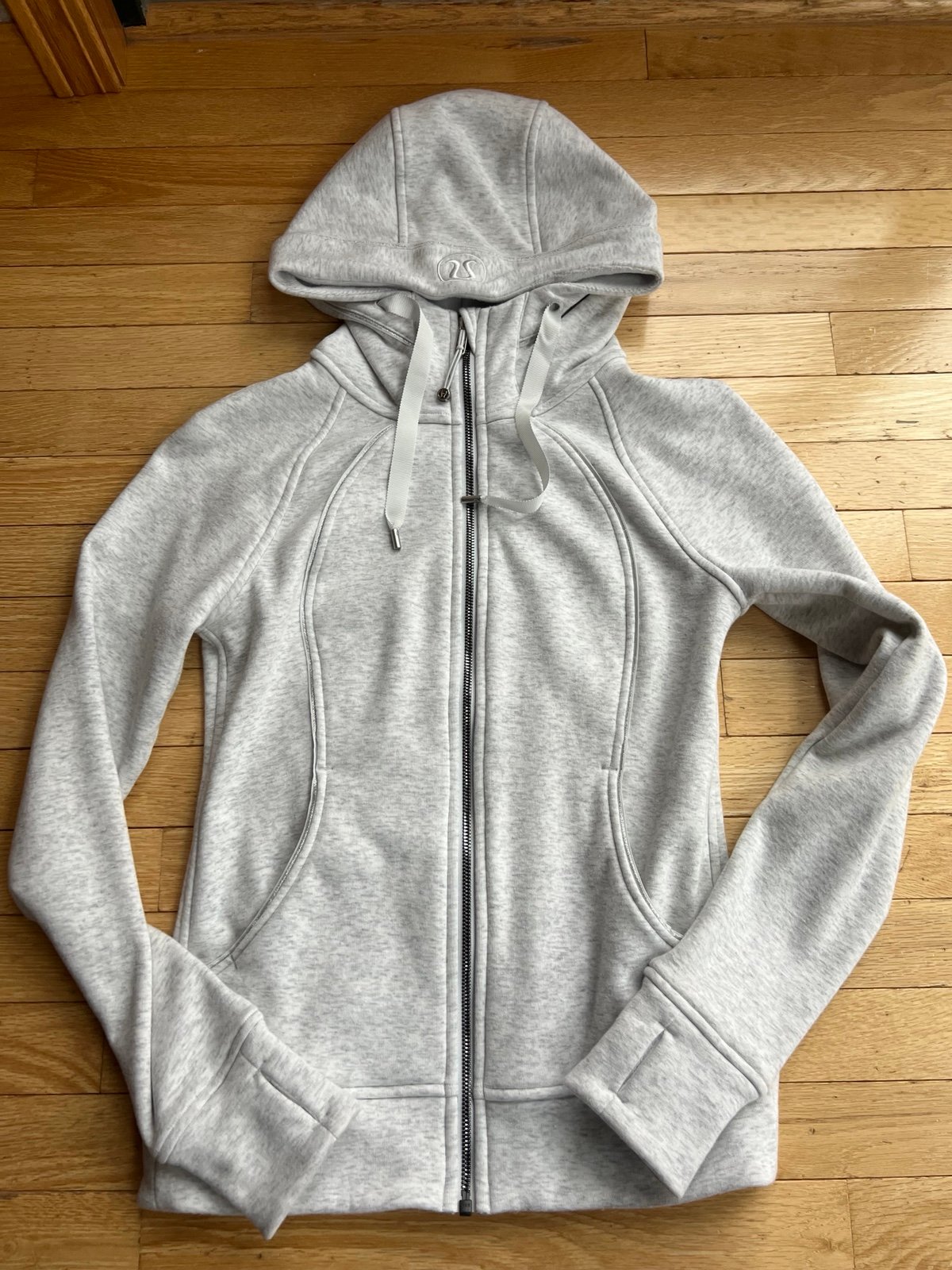 lululemon scuba full zip gray with sparkle piping size 4