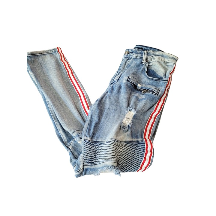 Rue 21 Premium Jeans Mens 32 x 33 Light Wash Destroyed Skinny Supreme Flex