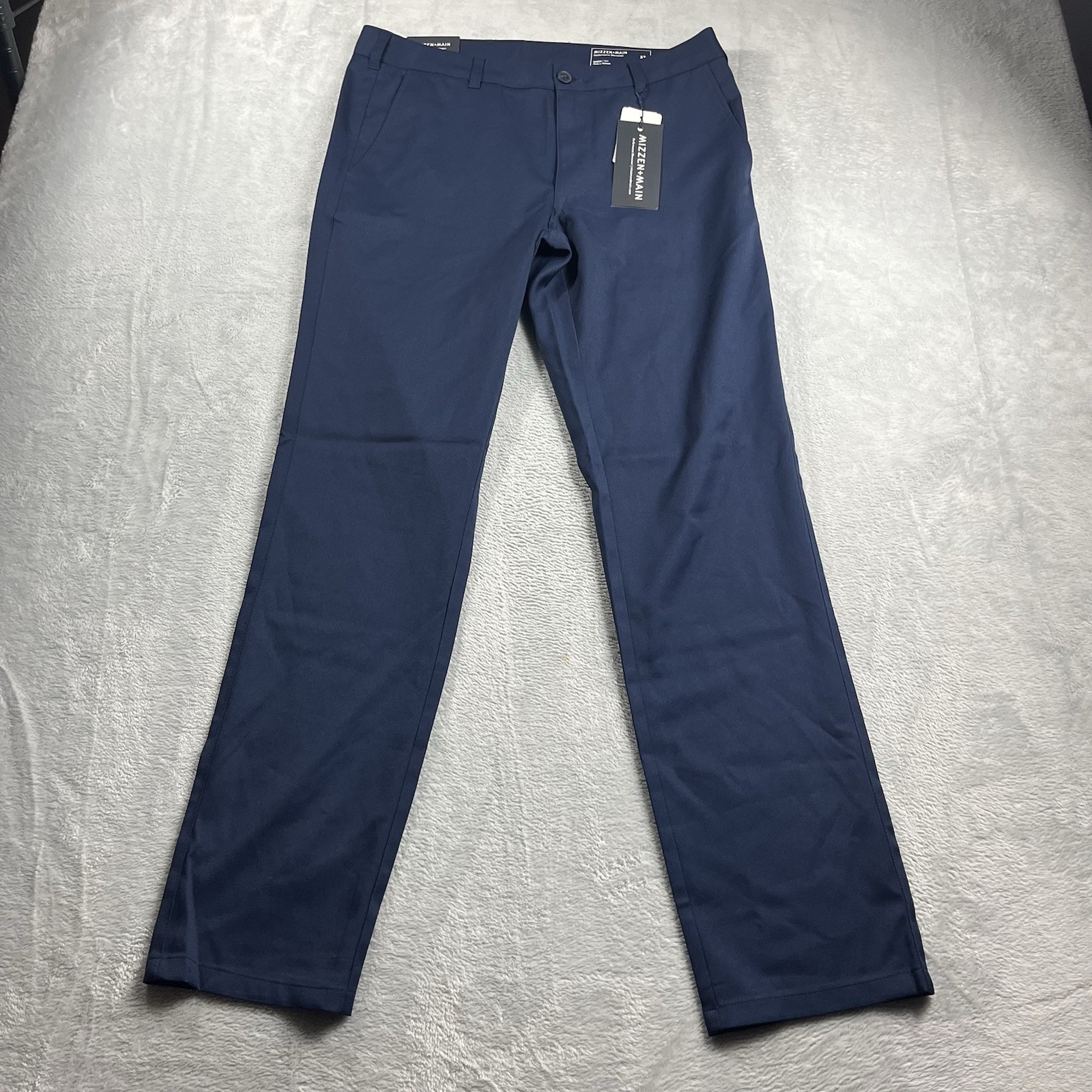 Mizzen+Main Baron Performance Pants Men 32x32 Navy Blue Athletic Trim Fit NWT