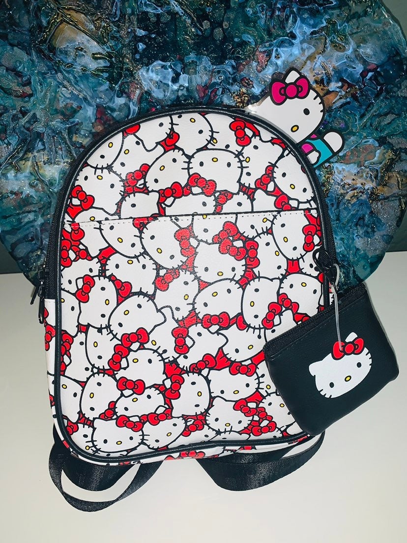 Hello Kitty Black & White Snakeskin Print Backpack Bag Hello Kitty Black & White Snakeskin Print Backpack Bag