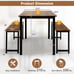 3 PCS Modern Dining Table Bench Set w/ Wooden Tabletop & Metal Frame Brown