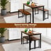 3 PCS Modern Dining Table Bench Set w/ Wooden Tabletop & Metal Frame Brown