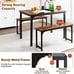 3 PCS Modern Dining Table Bench Set w/ Wooden Tabletop & Metal Frame Brown