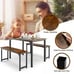 3 PCS Modern Dining Table Bench Set w/ Wooden Tabletop & Metal Frame Brown