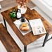 3 PCS Modern Dining Table Bench Set w/ Wooden Tabletop & Metal Frame Brown