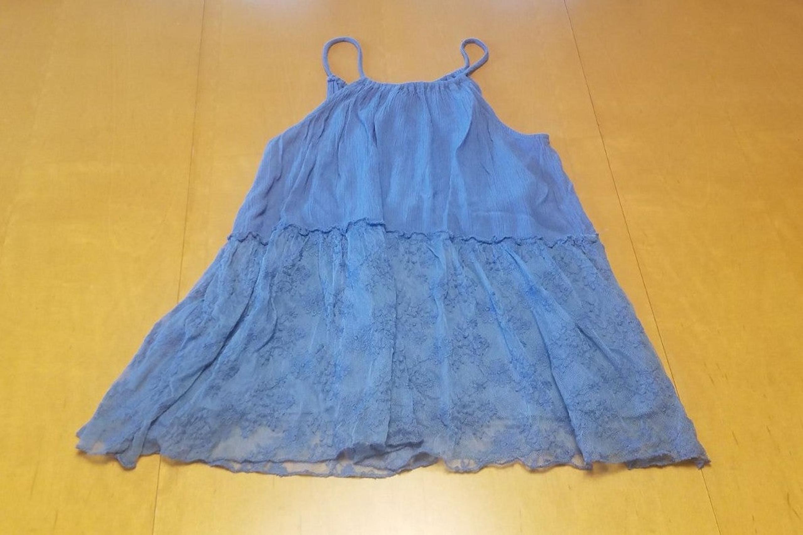 Alya top. Tank. Lace bottom. Blue color.