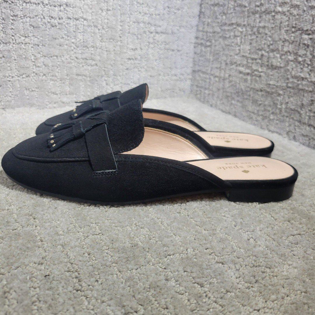 Kate Spade Berkeley Women’s Size 9.5 US Black Suede Fringe Slide Mule Shoes