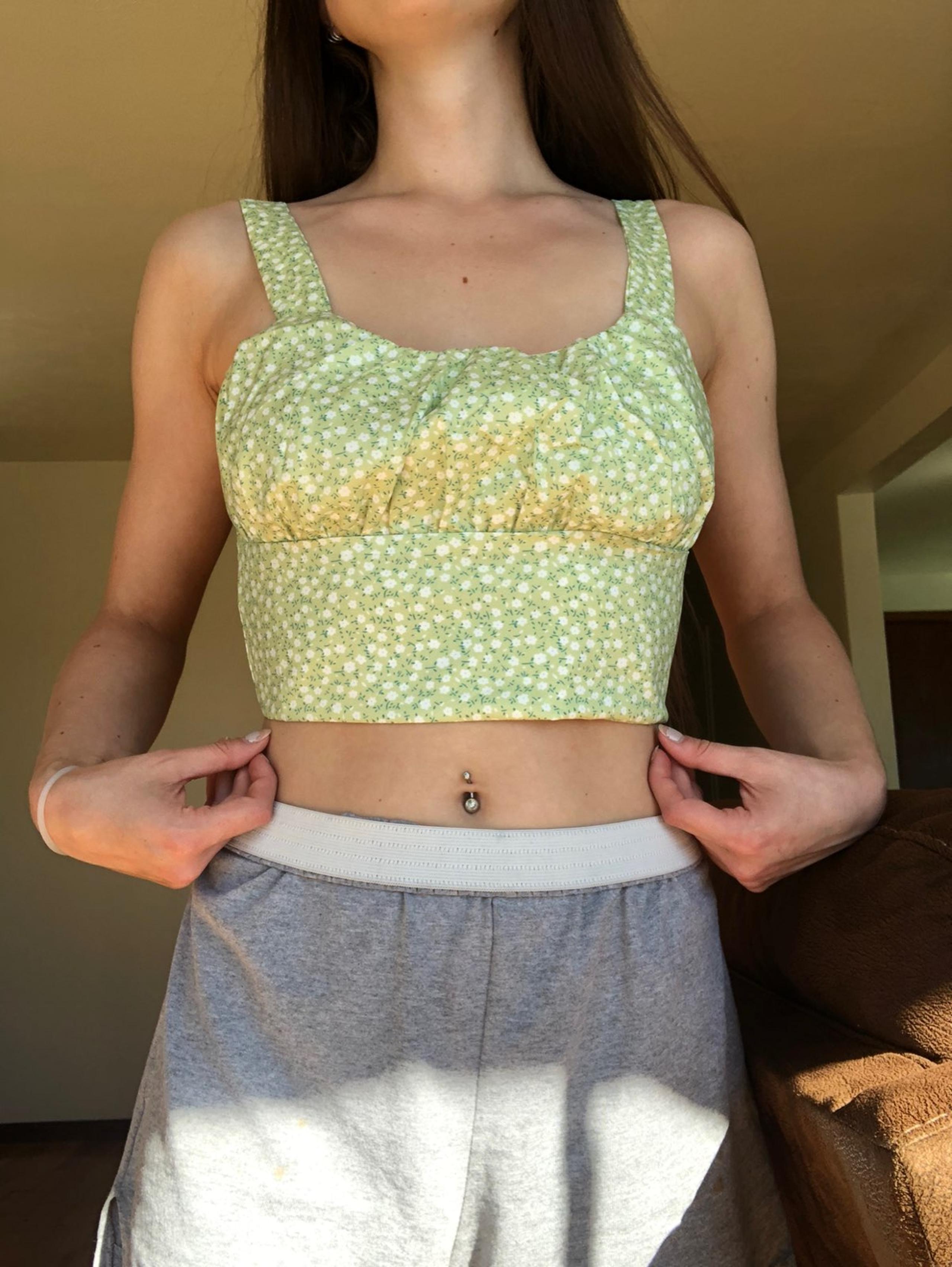 Light Green Floral Crop