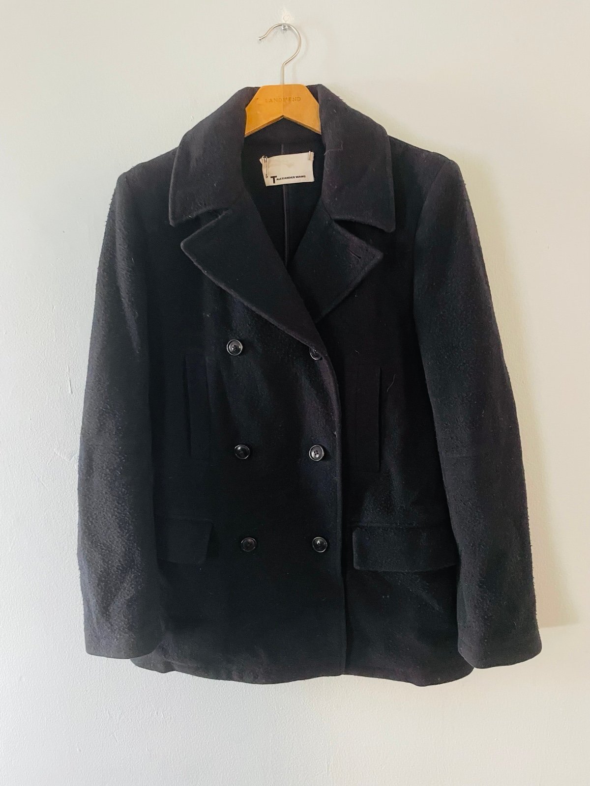 Alexander wang black pea coat double breasted Sz S