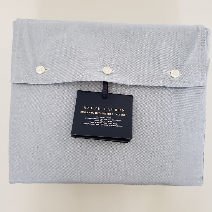 Ralph Lauren King Organic Cotton Reversible Duvet Cover Blue White