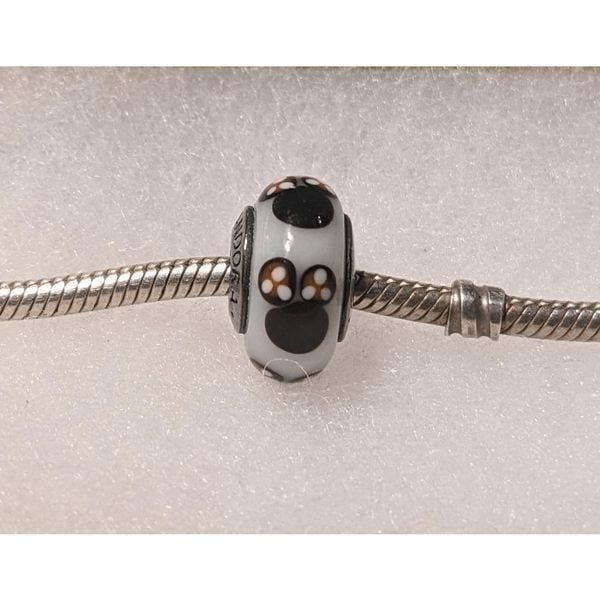 New Pandora White w/Minnie Mouse Ears Murano Glass Bead - CUTE!!