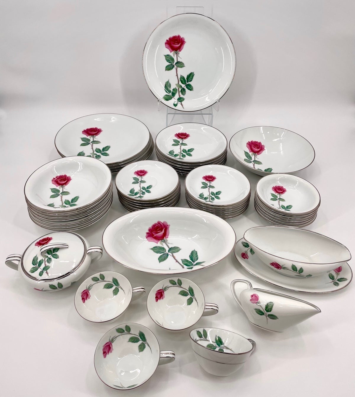 Vintage 1958 Noritake Dinnerware Set RC Japan #275 Red Rose 51 Piece Set