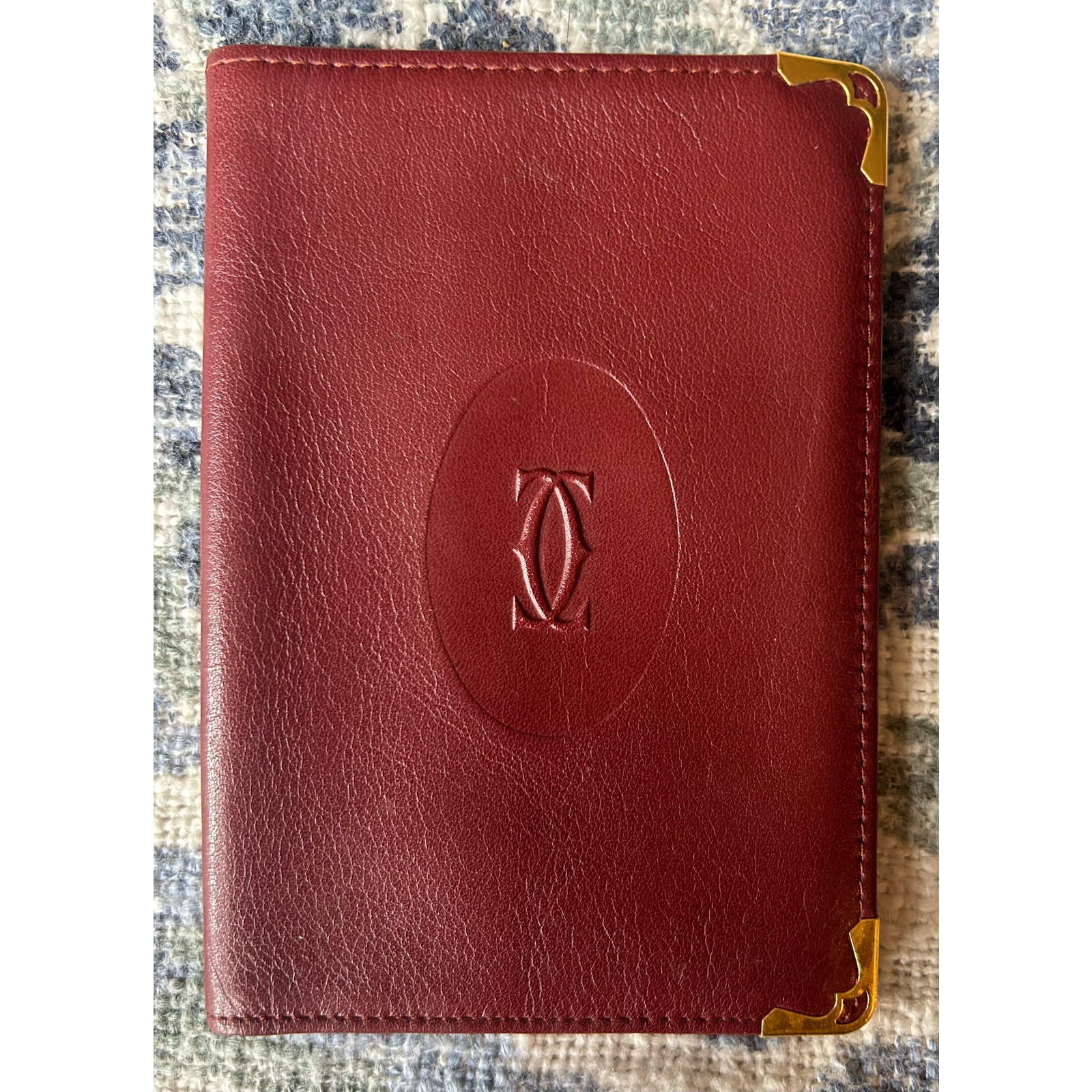 Cartier Passport Case Holder Wallet in Bordeaux Red Leather
