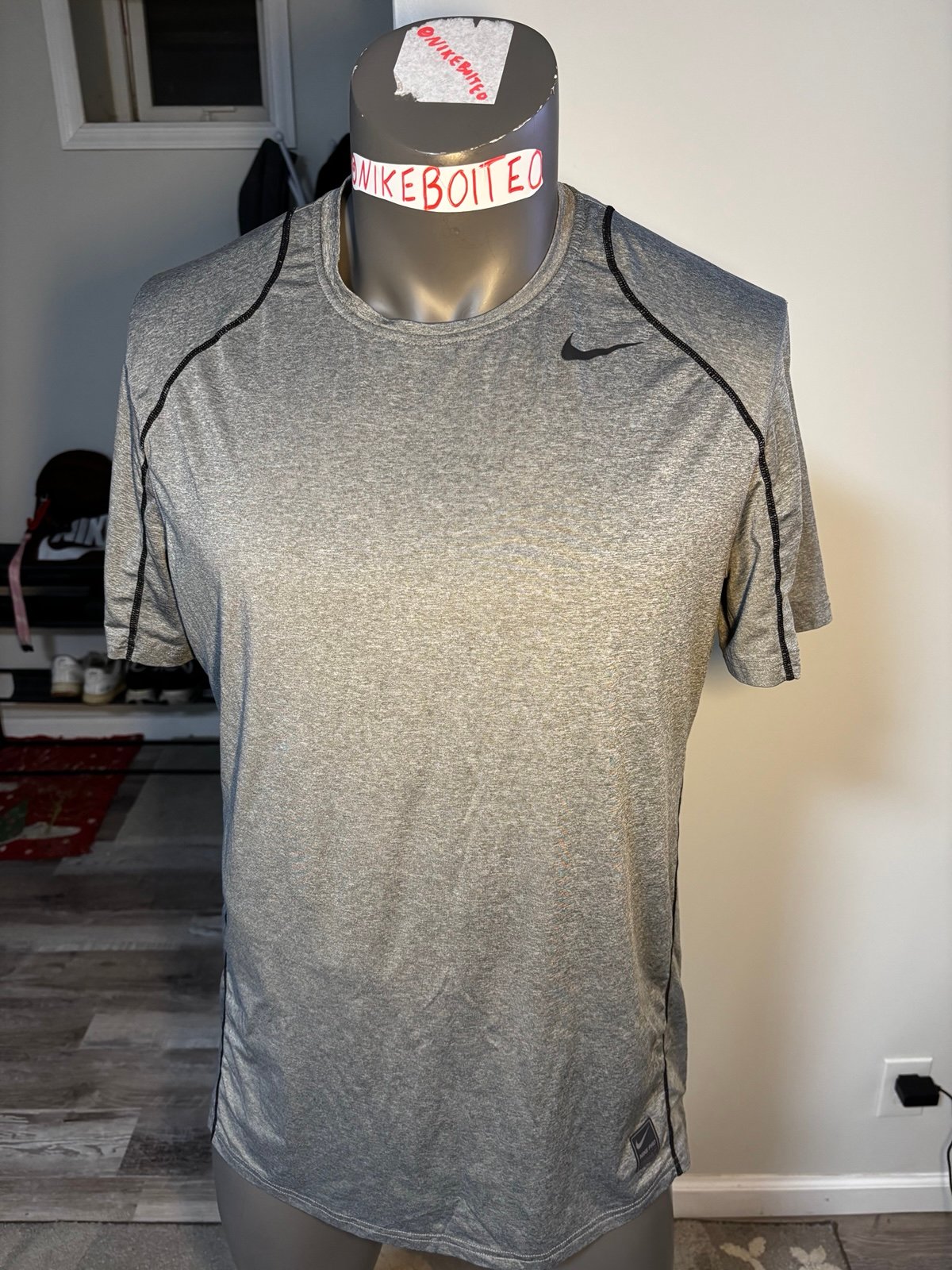 Nike Pro Men XL Dark Gray COMPRESSION T Shirt Dri Fit Fitted