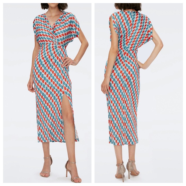 Diane Von Furstenberg Williams Dress Freedom Flags Turquoise