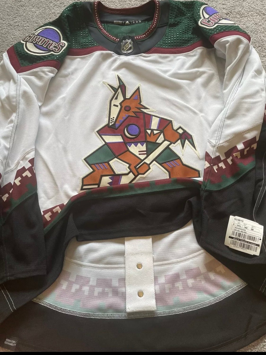 Arizona Coyotes adidas MiC Team Issued White Kachina Jersey Size 56 NWT Blank
