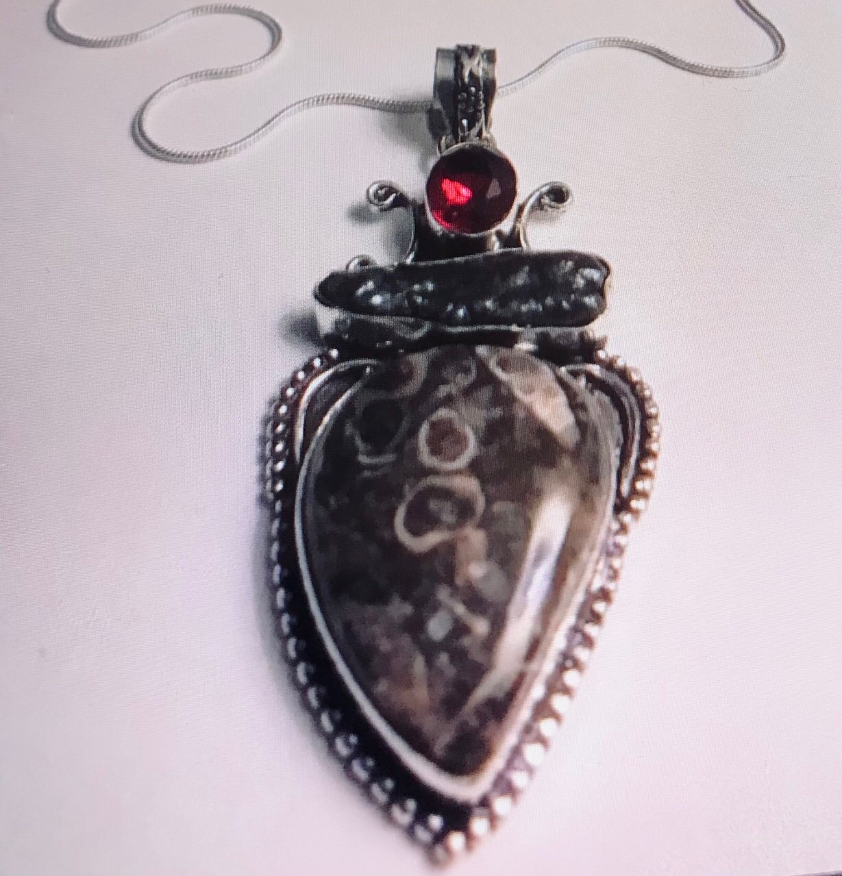 Turritella Garnet 925 Sterling Silver Necklace
