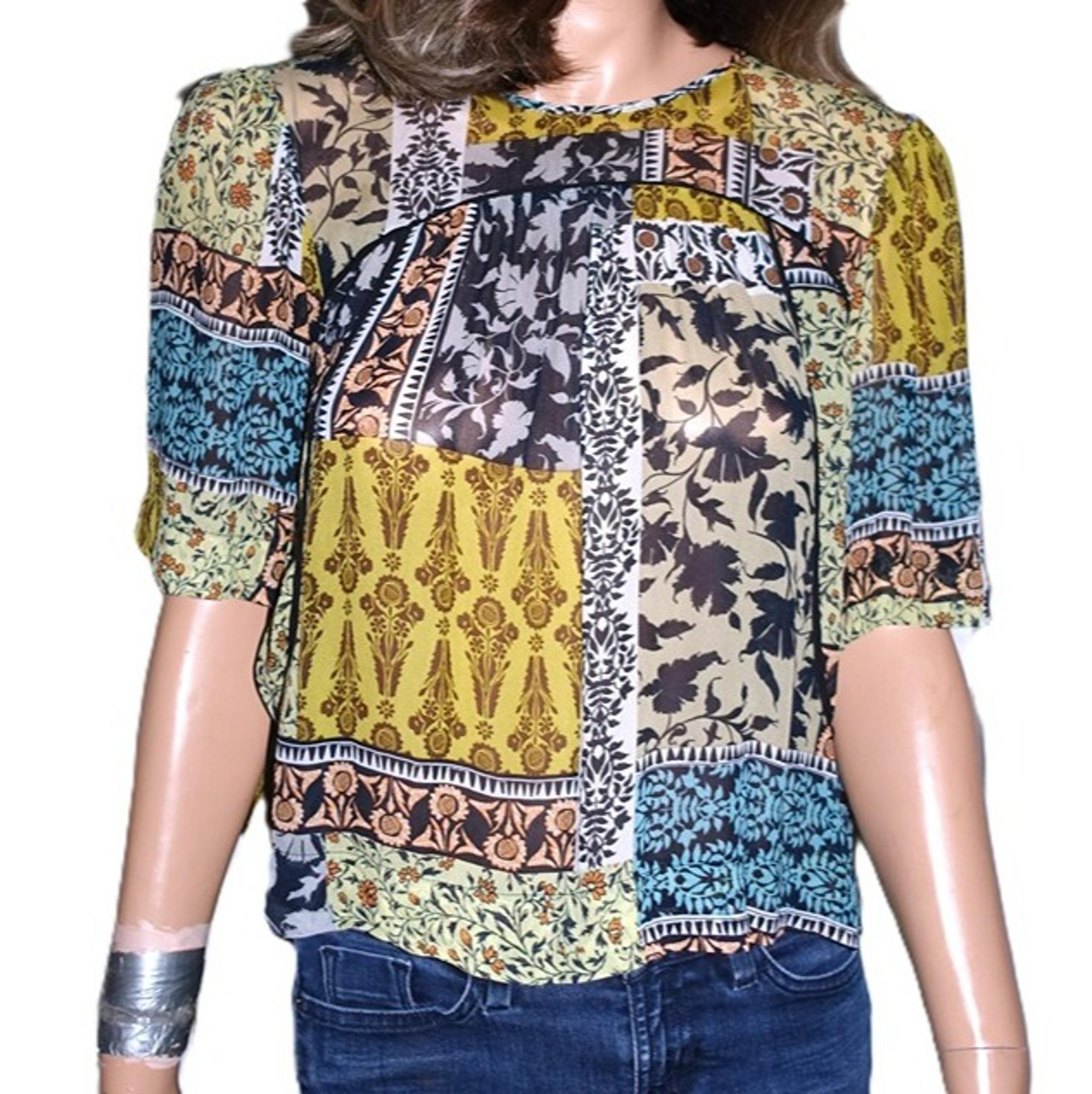 Weston Boho Patchwork Blouse XS