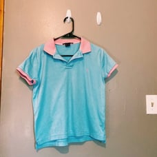Blue and pink collared shirt