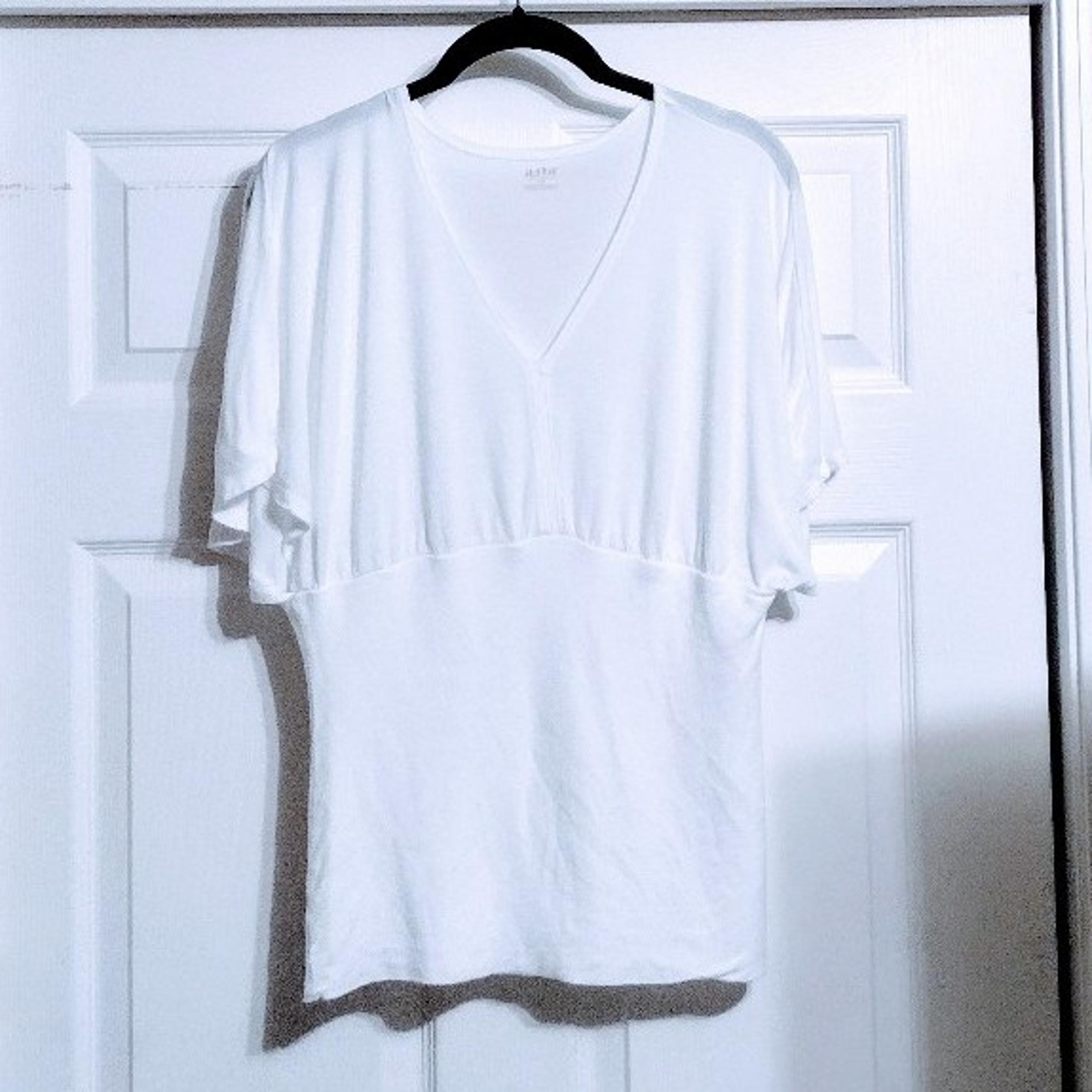 A.N.A Plain White Women's Top Short Sleeves Boho