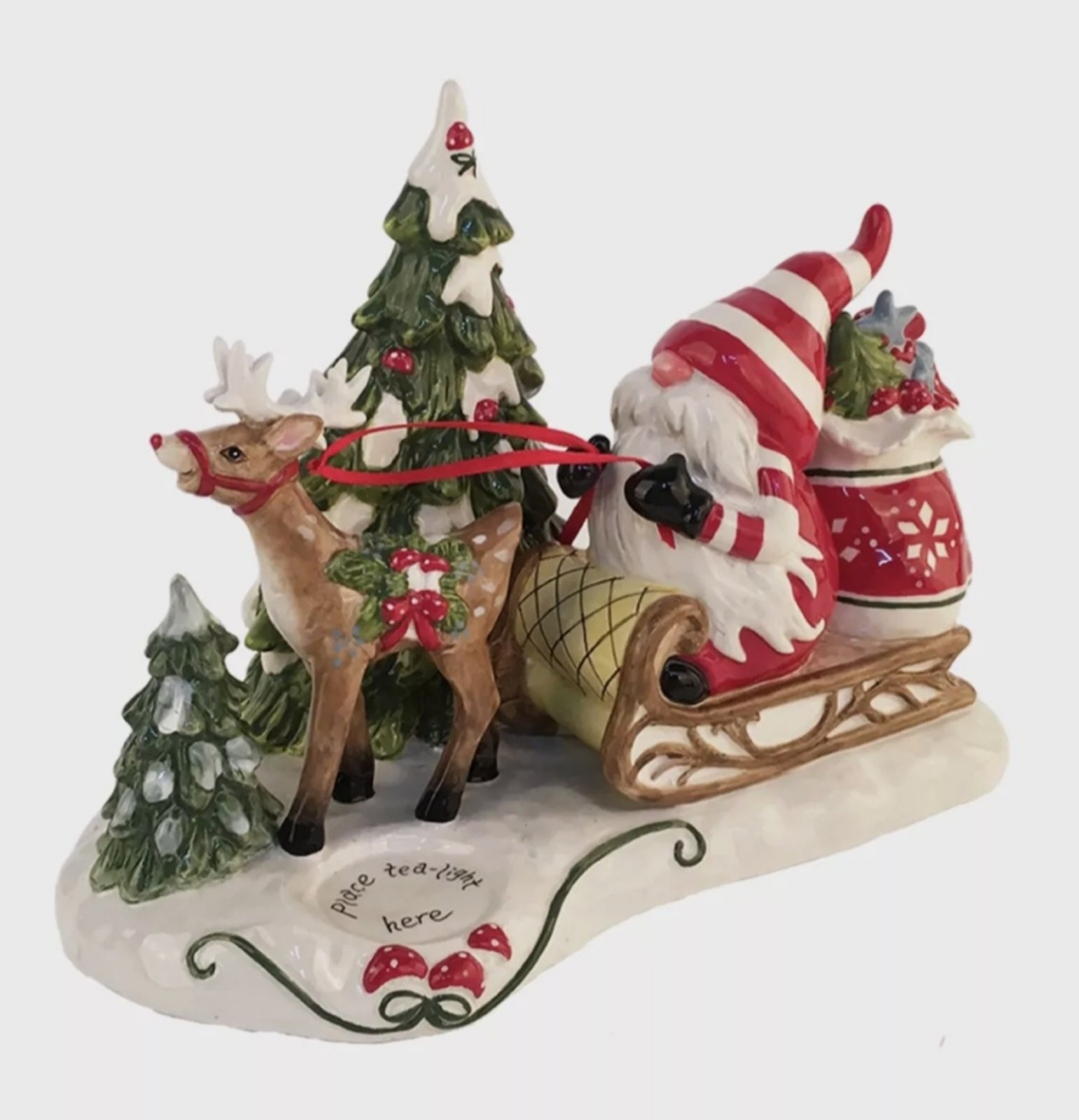 Blue Sky Ceramics Gnomeville Shopping tealight holder