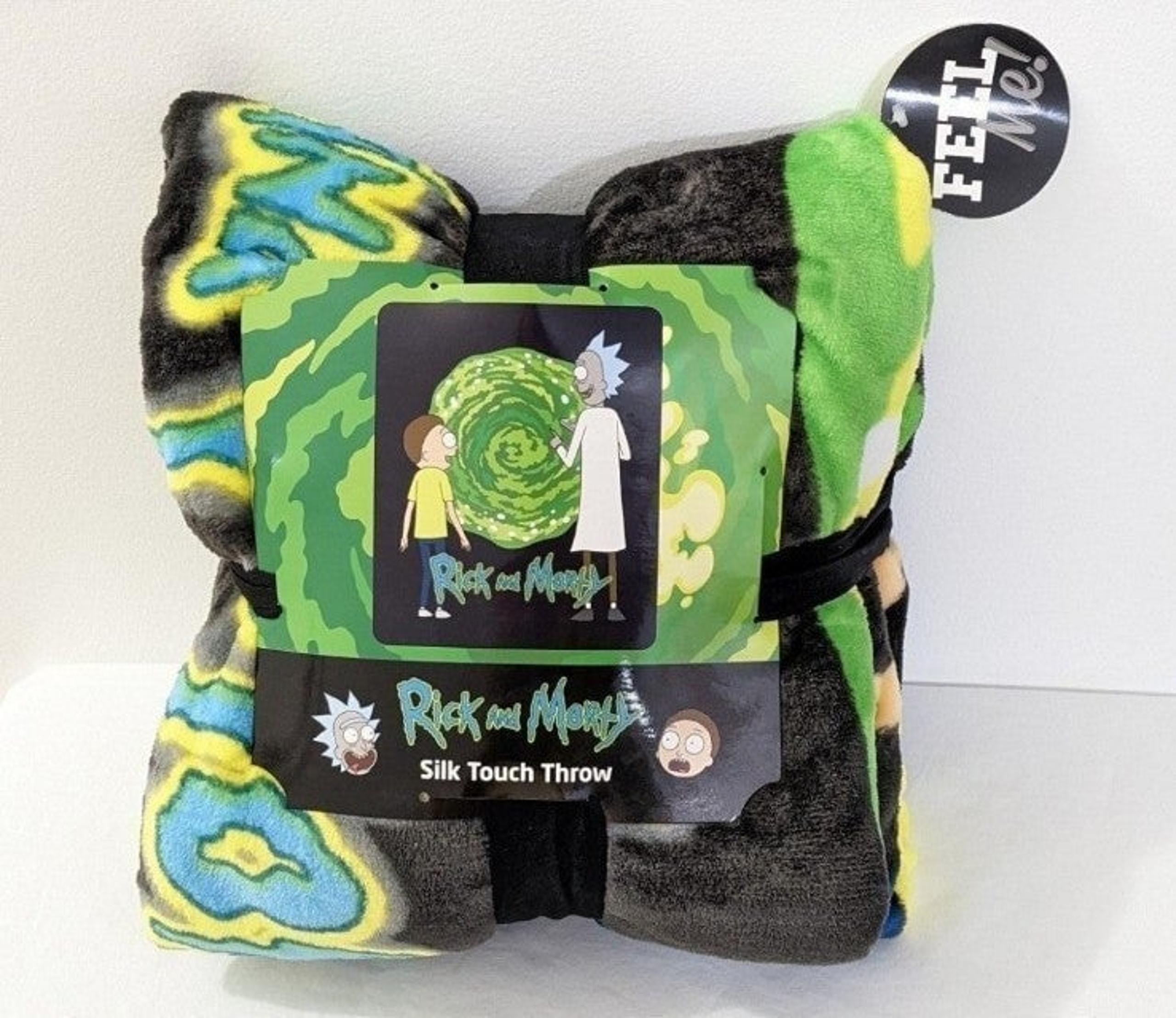Rick and Morty Warner Bros "Into The Portal" Silk Touch Throw Blanket, NEW