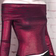 ZARA XS Off the Shoulder Metallic Red & Grey Foil Knit Stretch Top NEW WITH TAG
