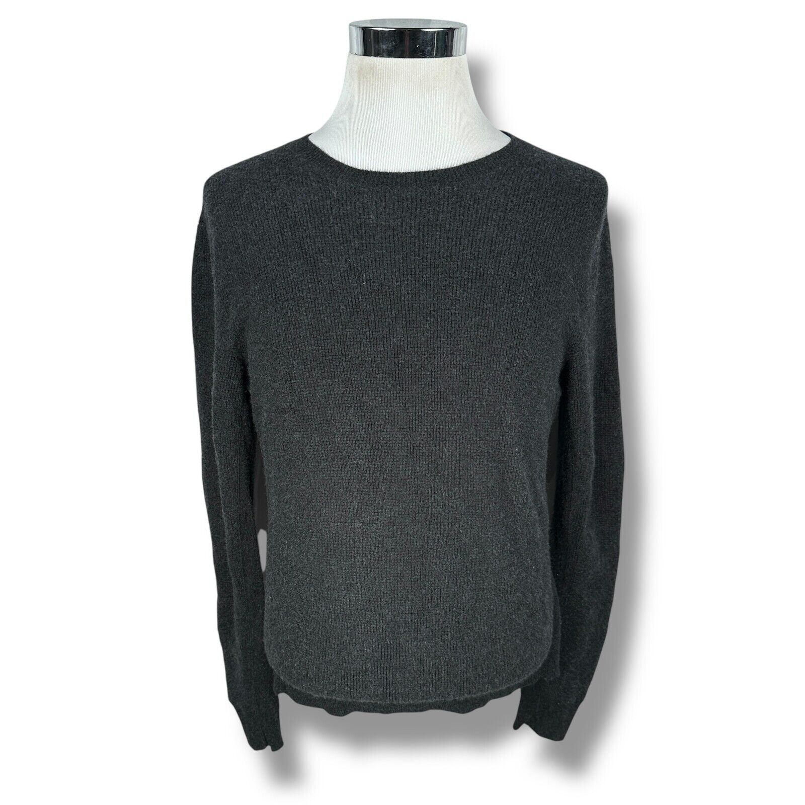 Ralph Lauren Black Label Sweater Mens XL 100% Cashmere Waffle Knit Gray Charcoal