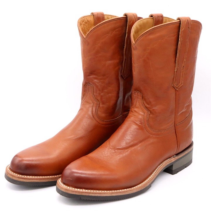 Men's Lucchese Cognac Brown Raymond Leather Work Boots Size 9 D Barn Roper