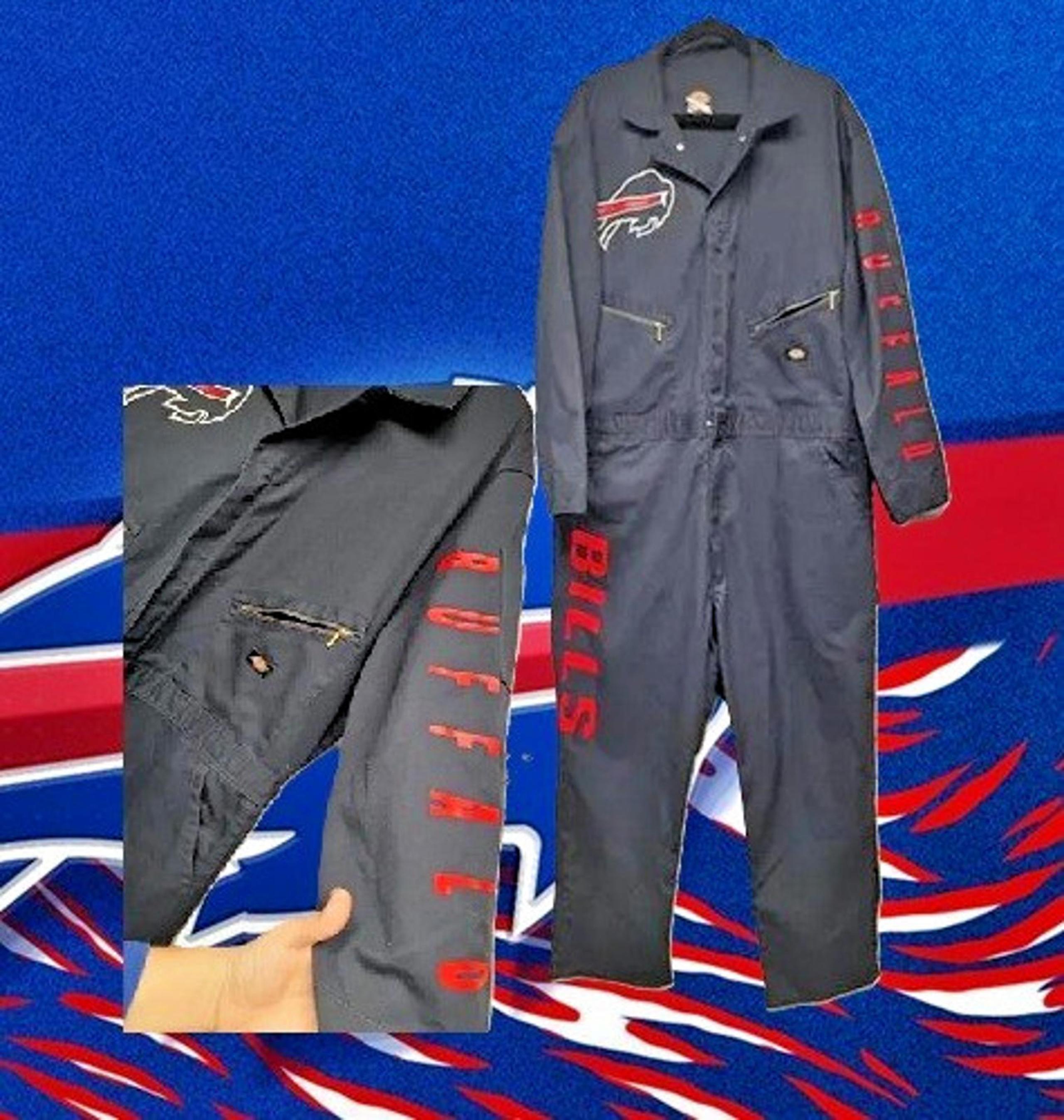 RARE Mens 2X BUFFALO BILLS Zip Down Overalls Football Mafia Dickies Work Outfit
