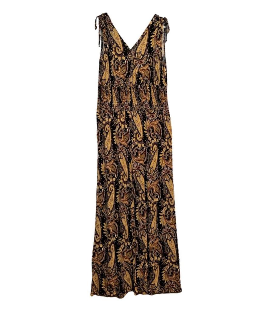 Lascana for Venus Black and Gold Paisley Maxi Dress Jumper Size L