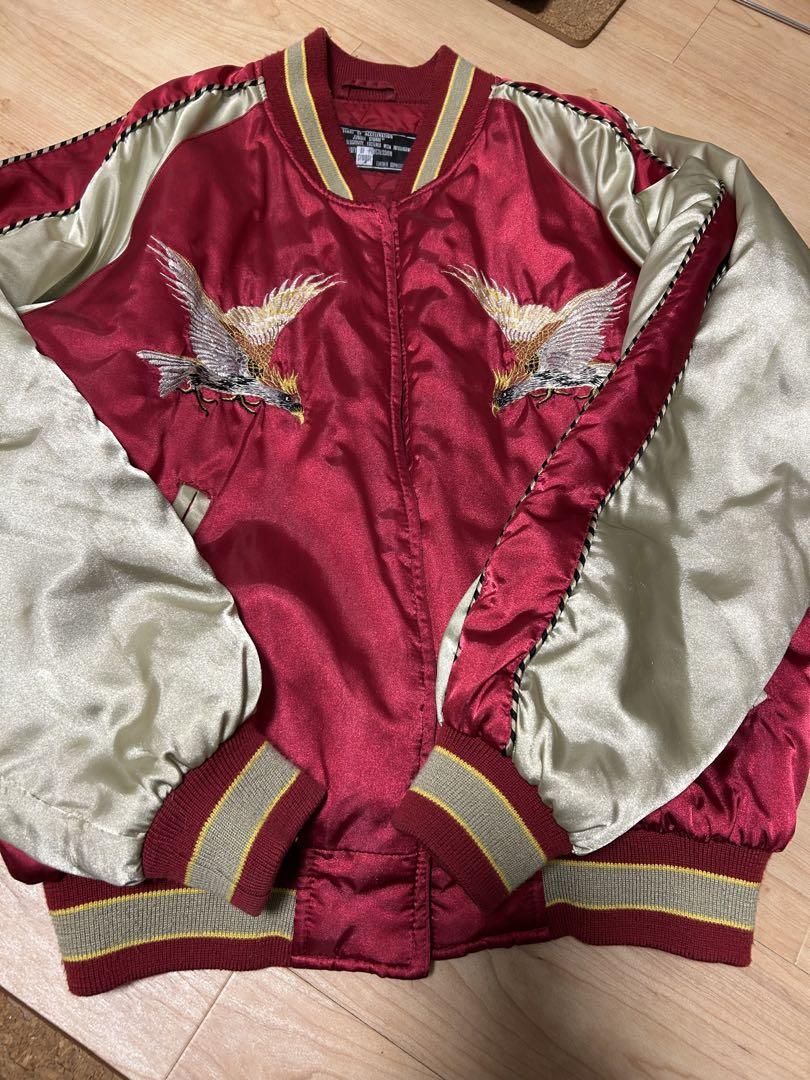 Red and Gold Satin Eagle Embroidered Souvenir Jacket
