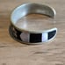 Vintage Alpaca Mexican Silver Inlaid Mother of Pearl Floral Stripe Cuff Bracelet