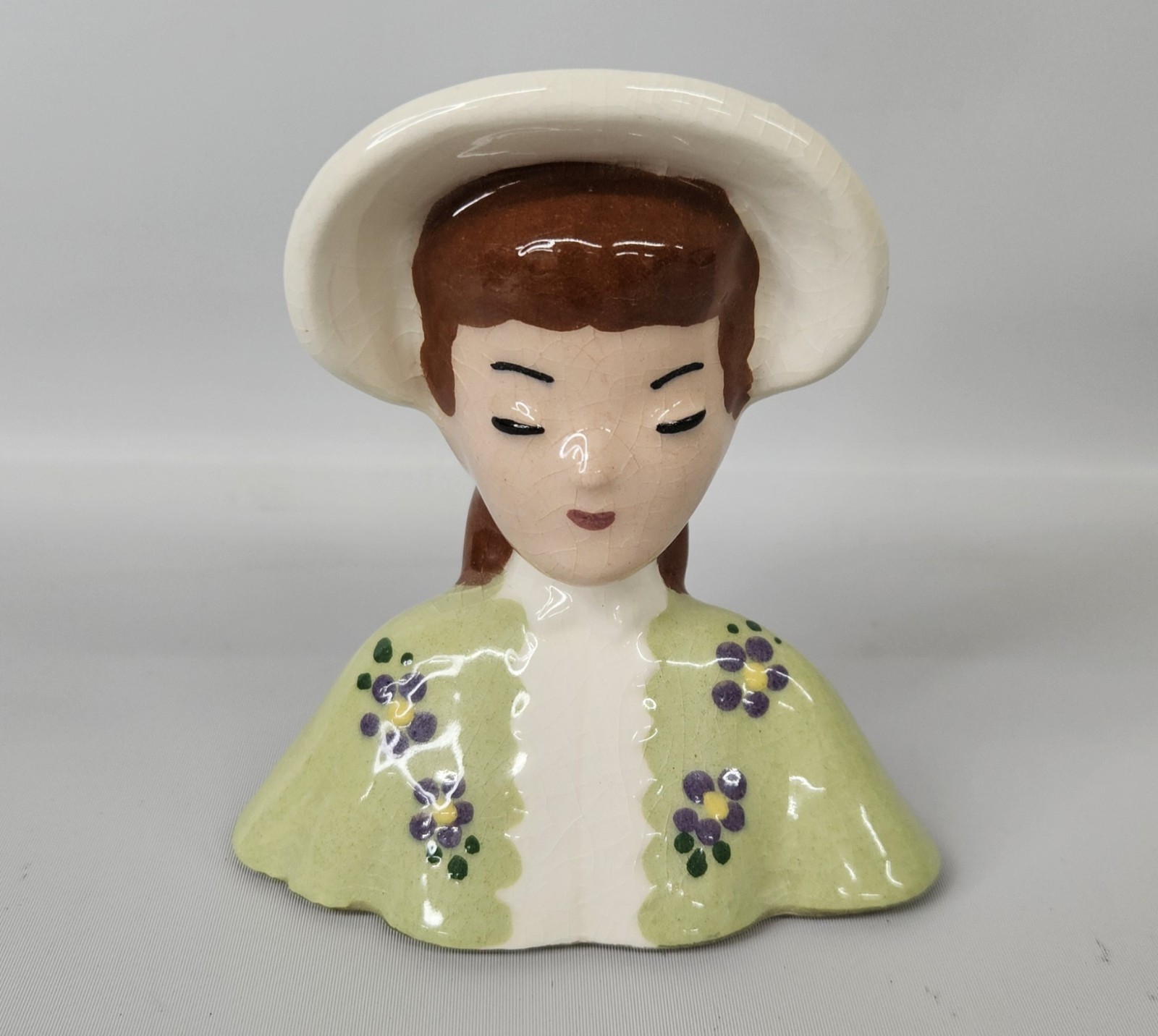 Vintage Betty Lou Nichols Mini Head Bud Vase 3.5 Lady - Hand Painted 1950s