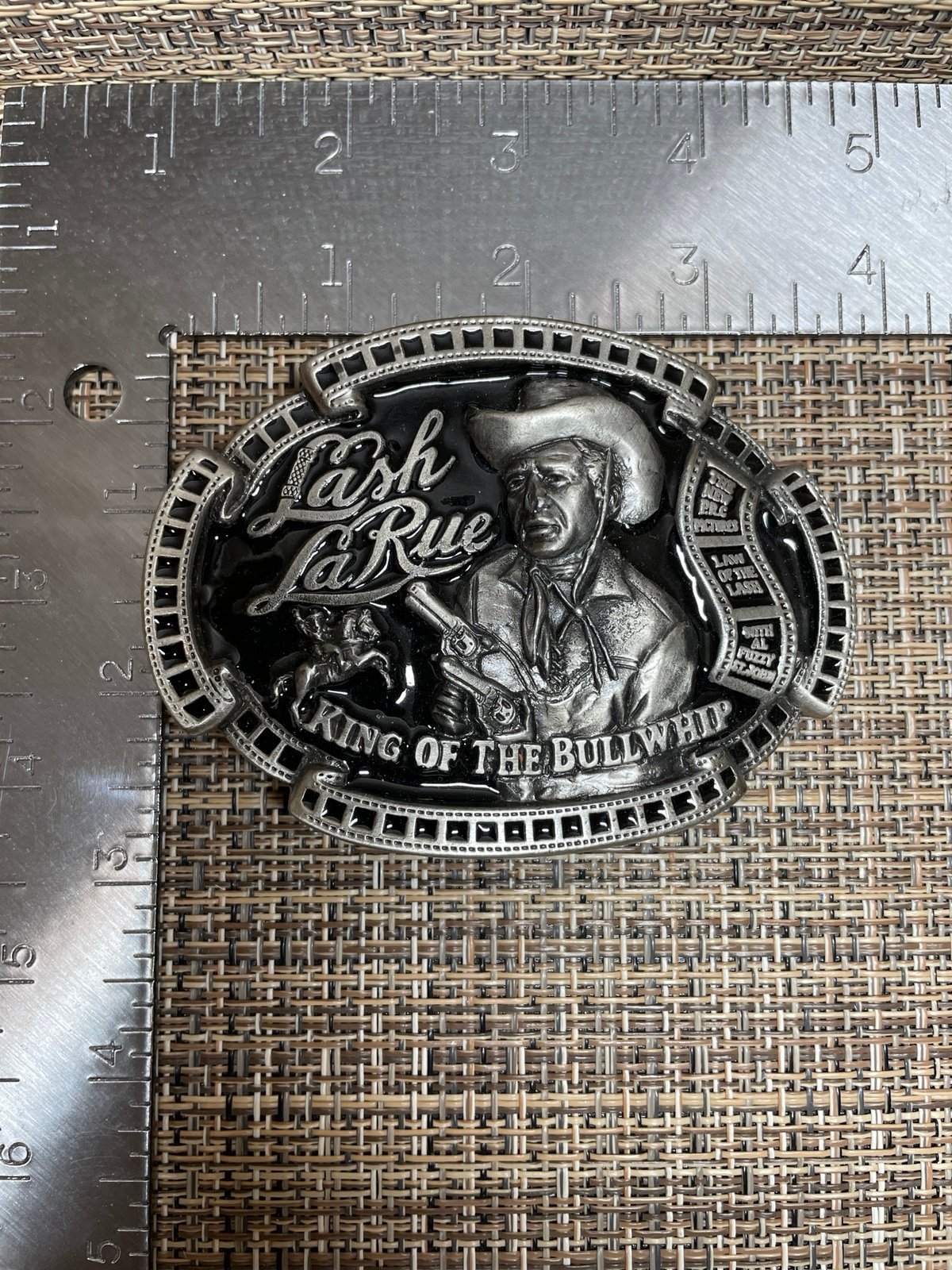 1993 LASH LARUE KING OF THE BULLWHIP BELT BUCKLE USA