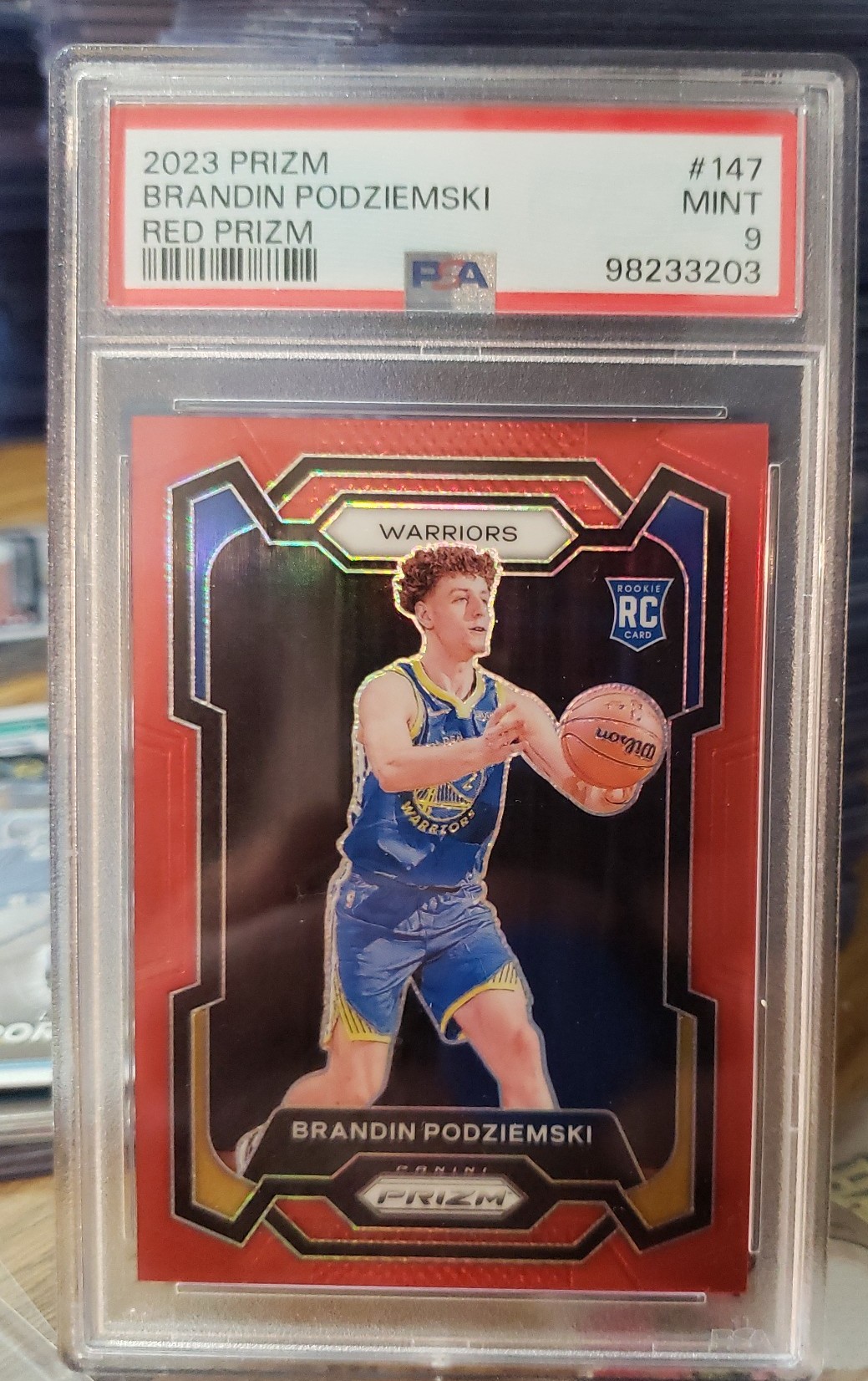 2023 prizm Brandon Podziemski Rookie card Red Prizm PSA 9 mint.