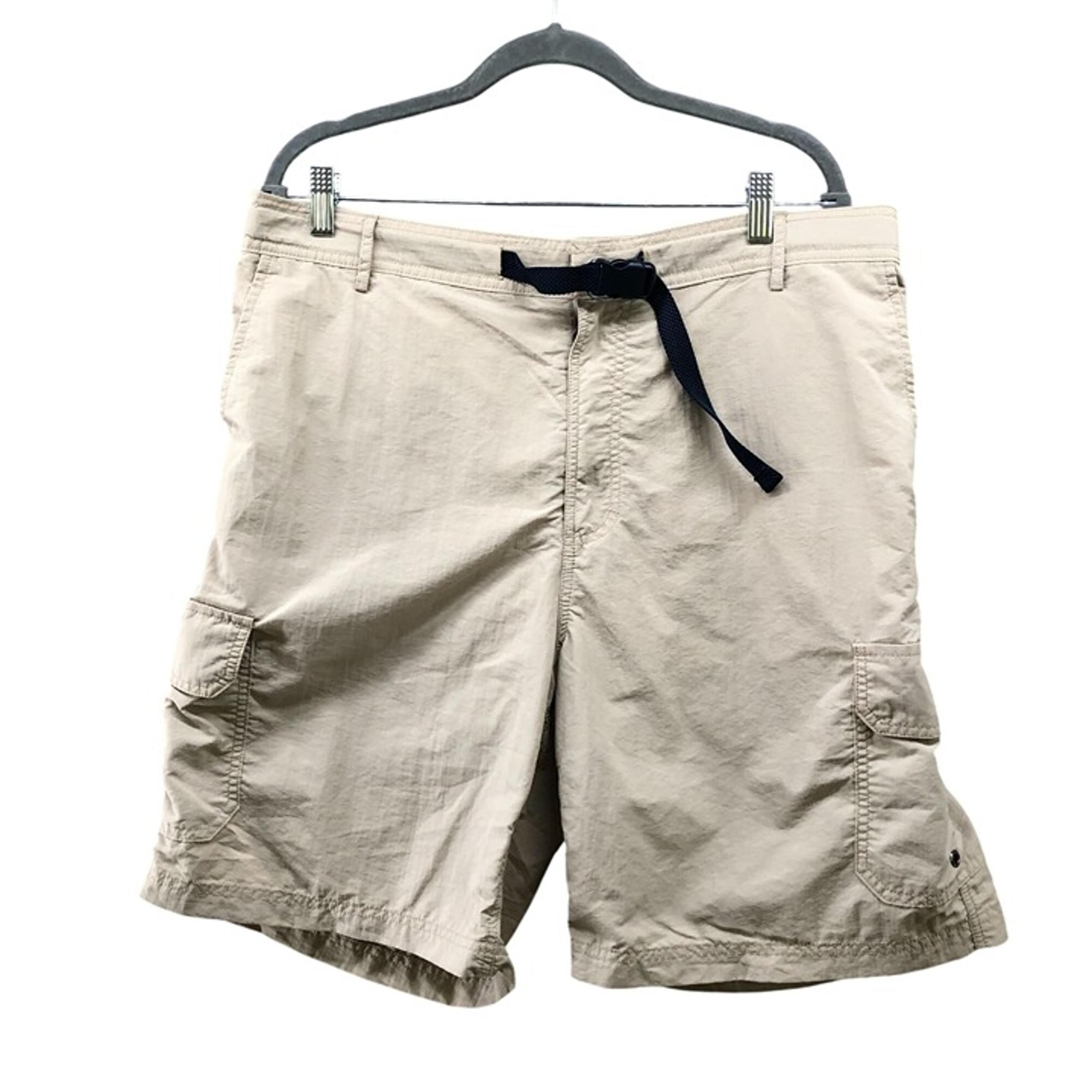 Lands' End Hiking Cargo Short Mens XL 40-42 Beige Belted Zip Pockets 9''