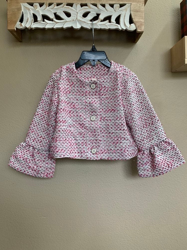 3T janie and jack girls kids pink tweed coat jacket