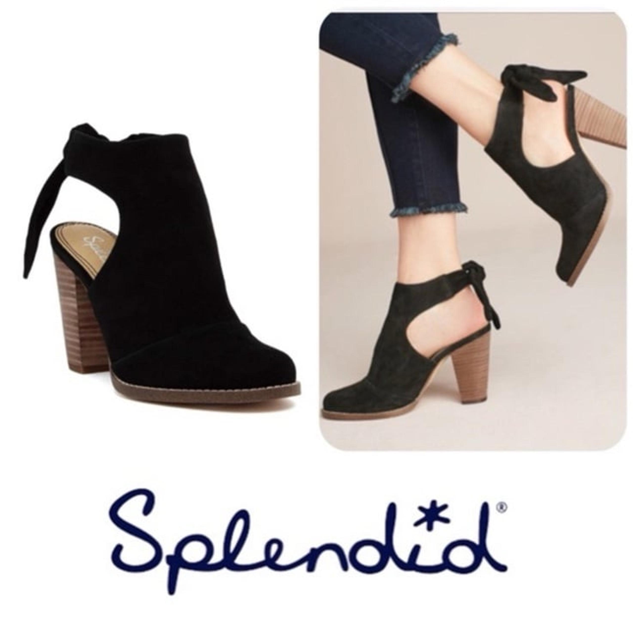 Splendid Black Suede Danae Bow Booties 9 Boot Cutout