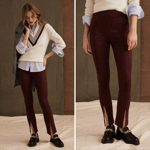 NWT Anthropologie Slit-Front Sueded Leggings | XL Petite