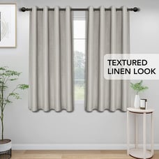 Luxury Double Linen Blackout Curtain 84 Inch Length Grommet Window Cu