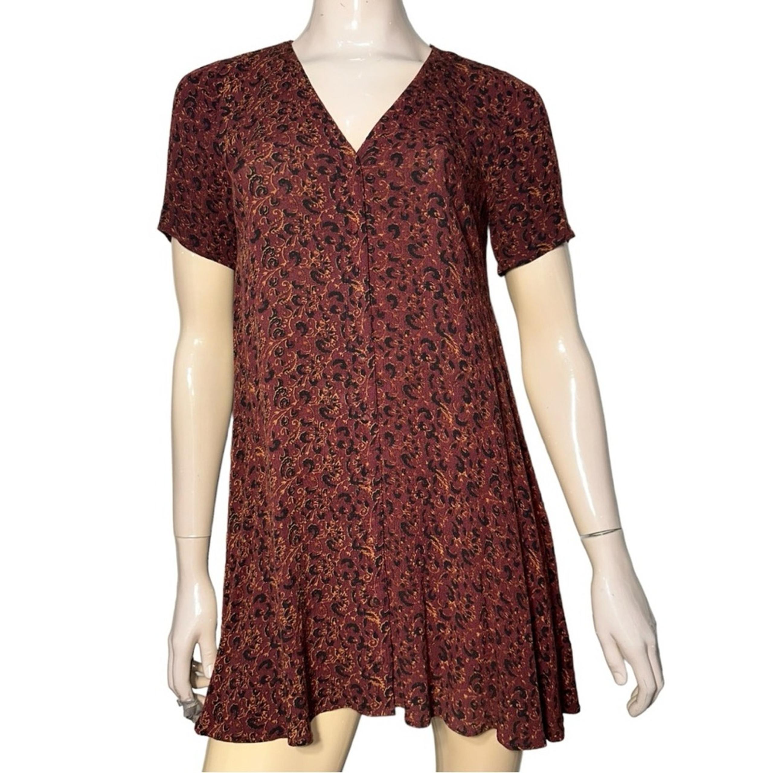 Staring at Stars Urban Outfitters Y2K Size XS Burgundy Print Short Tunic Dress