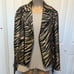 ANNE KLEIN GOLD BLACK ZEBRA ANIMAL PRINT MOTO BLAZER JACKET COAT Size 14.