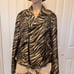 ANNE KLEIN GOLD BLACK ZEBRA ANIMAL PRINT MOTO BLAZER JACKET COAT Size 14.