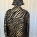 ANNE KLEIN GOLD BLACK ZEBRA ANIMAL PRINT MOTO BLAZER JACKET COAT Size 14.
