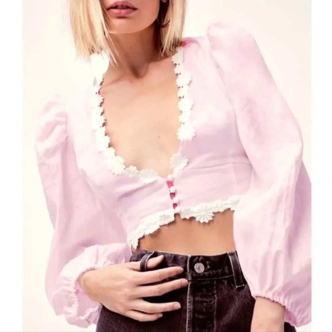 For Love & Lemons NWT Pink Macaroon Daisy Crop Top