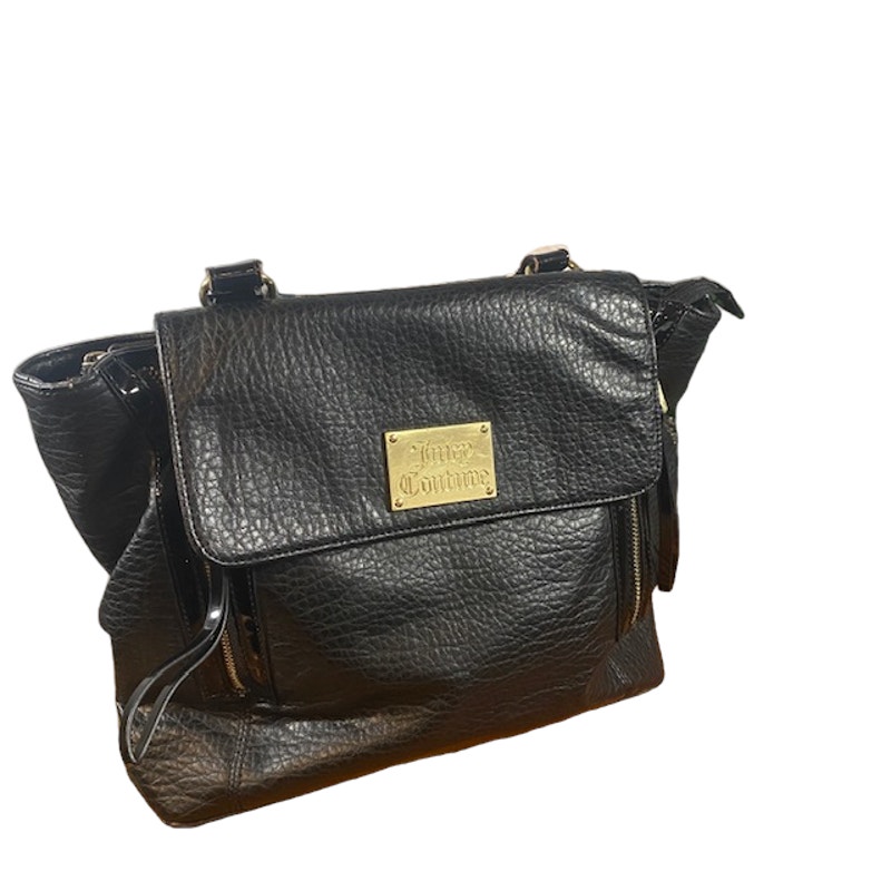 Juicy Couture Black Pebbled Leather Large Shoulder Bag Women